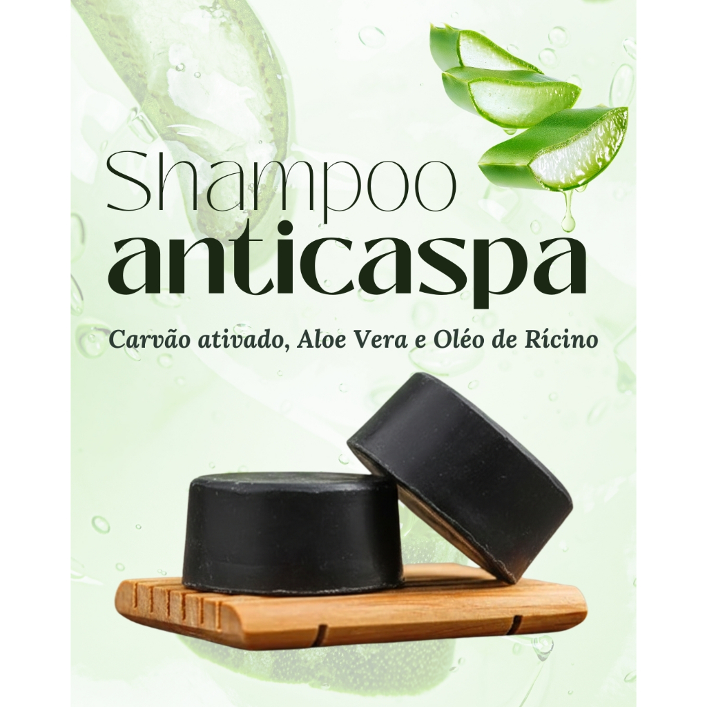 Shampoo Sólido Anticaspa - Carvão Ativado e Aloe Vera - Xampu - envio rápido