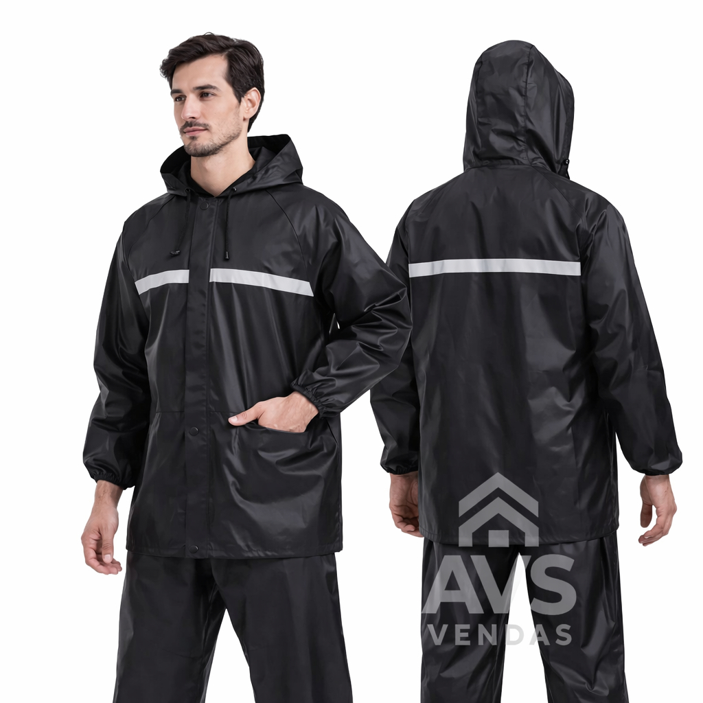 Conjunto Capa De Chuva Motoqueiro Motoboy Ciclista Impermeável Calça E Jaqueta Com Capuz em Oferta na Shopee