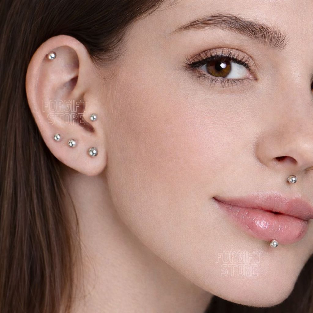 Piercing Labret Tragus Labio Helix Aço Cirúrgico Bolinha em Oferta na Shopee