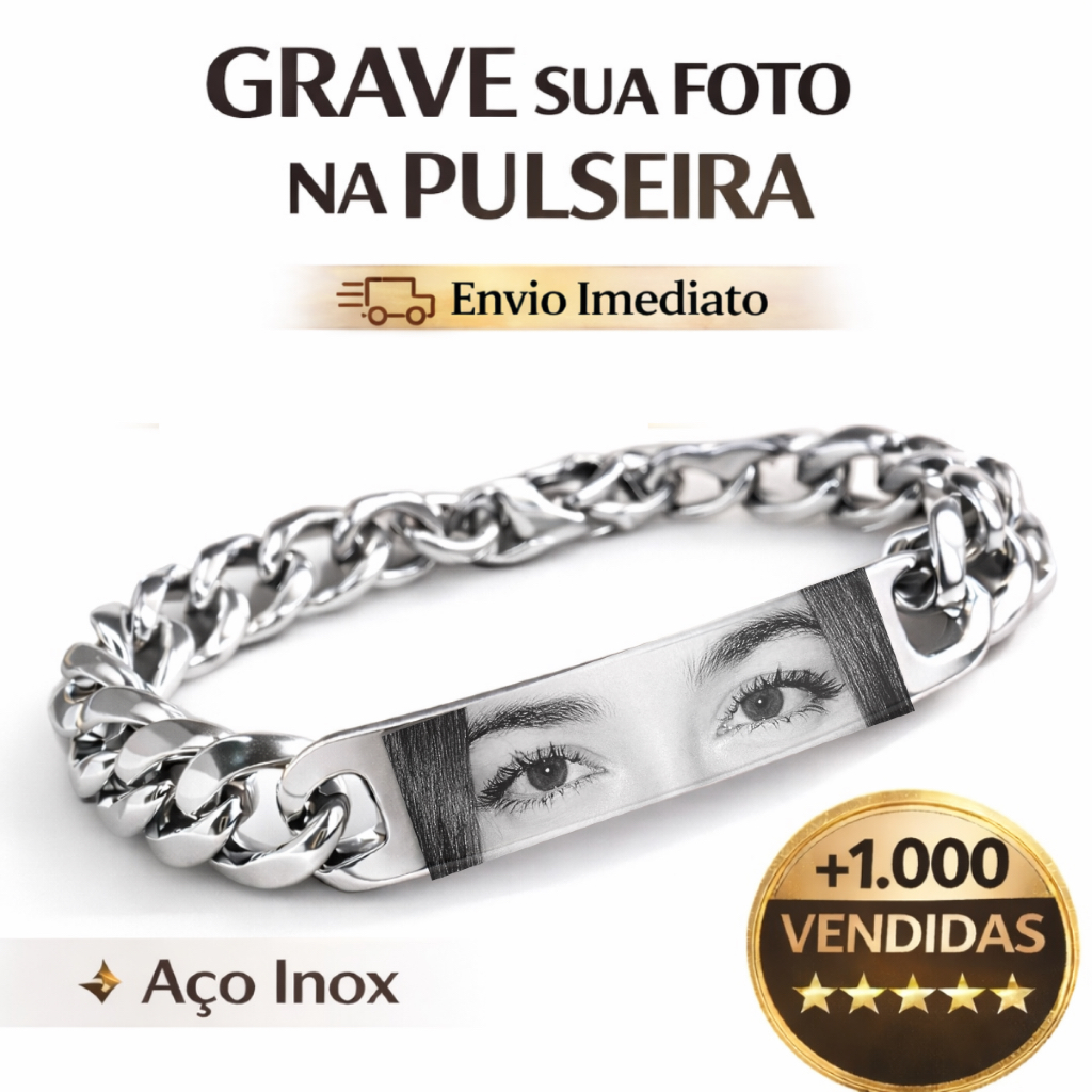 Pulseira Com Olhar Foto Personalizada Gravação Grátis Aço Inox Presente Lembrança em Oferta na Shopee