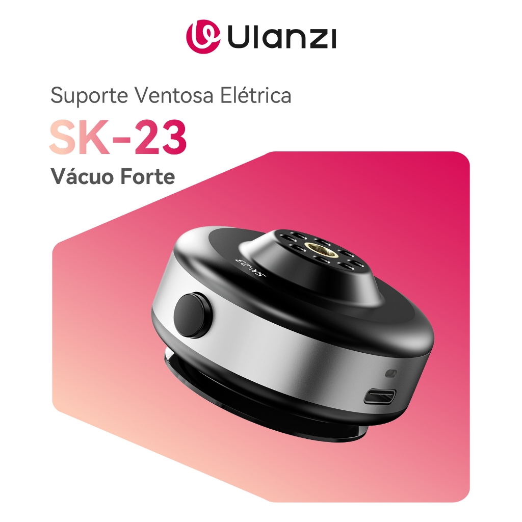 ULANZI SK-23 Suporte Ventosa Elétrica Para Carro GoPro DJI Action 6 5 4 E Pocket Vácuo Forte