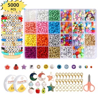 Kit Miçangas para Fazer Pulseira Infantil Colorida Bijuteria Colar Phone Strap 5000 pçs