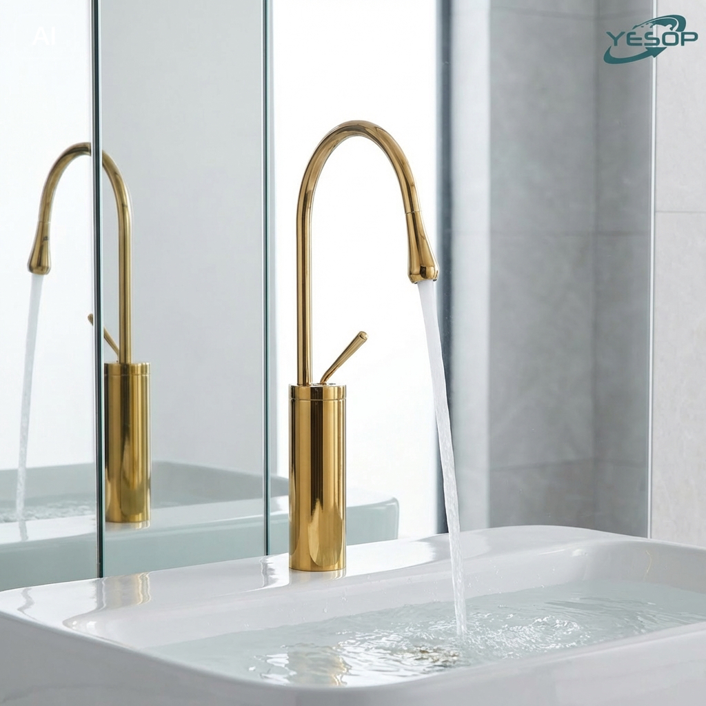 Torneira para Banheiro Cascata Dourada Design Luxo Monocomando Yesop em Oferta na Shopee