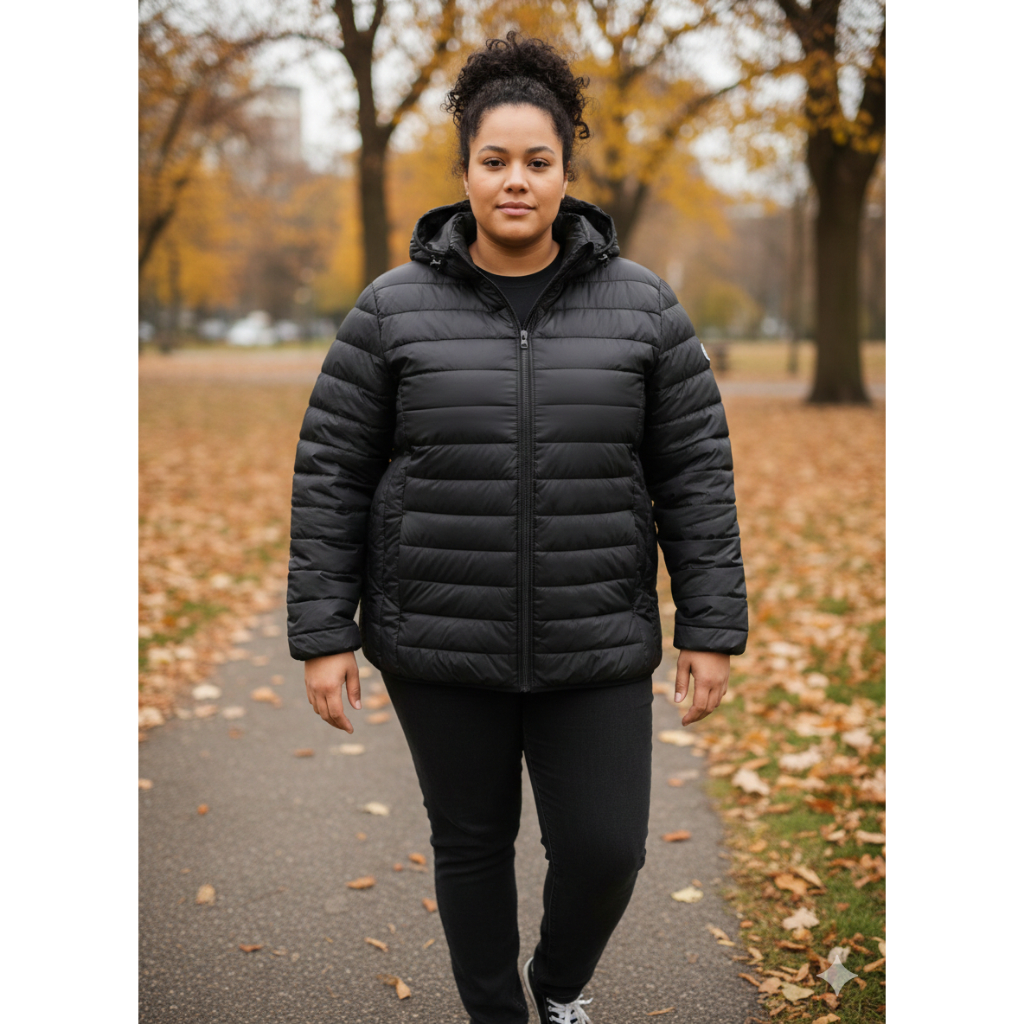 Jaqueta Puffer Feminina Plus Size Com Capuz Bobojaco G1 G2 G3 Inverno Grande Quente Luxo