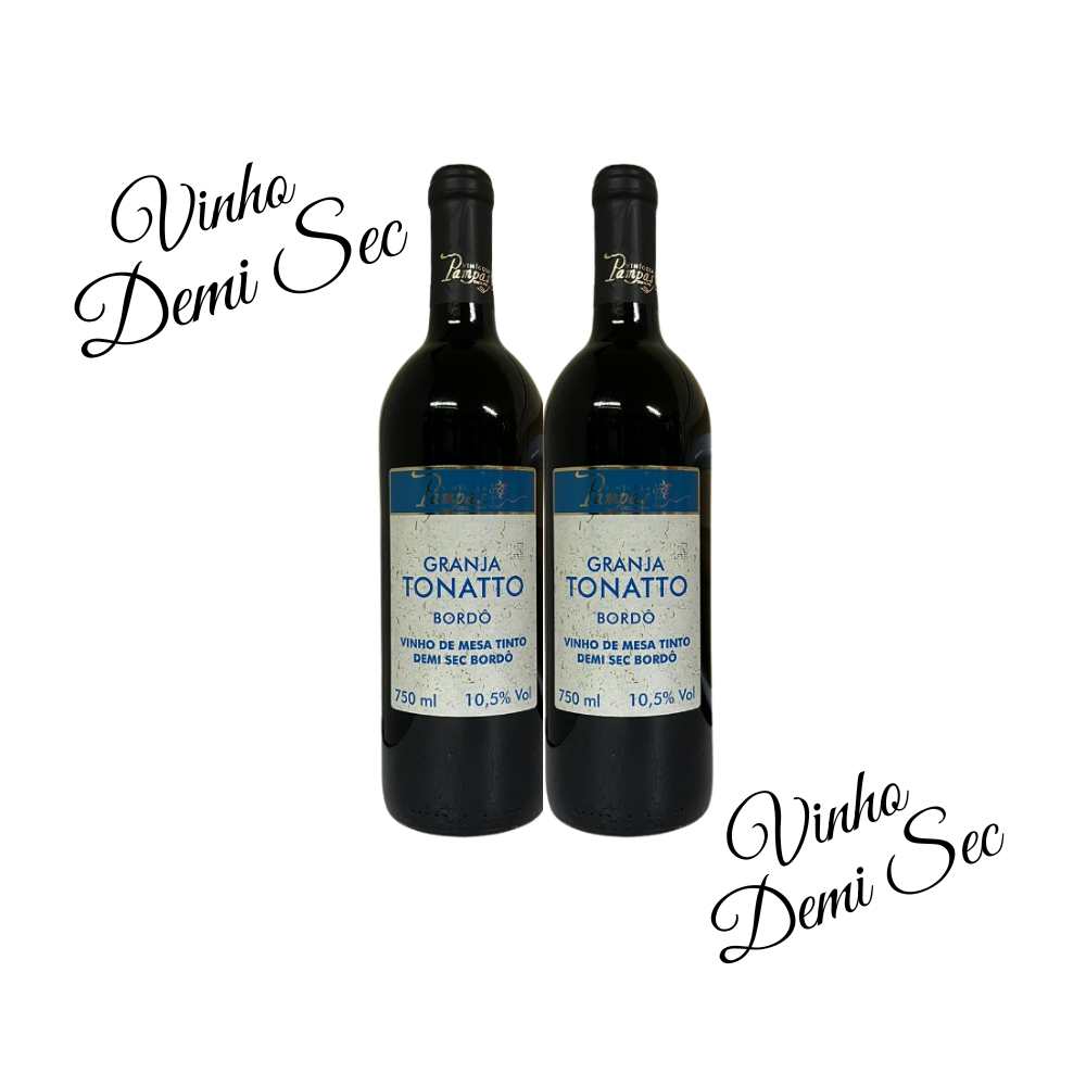 2 Vinhos Tinto Demi Sec Bordô De Mesa Granja Tonatto 750ml/ cada