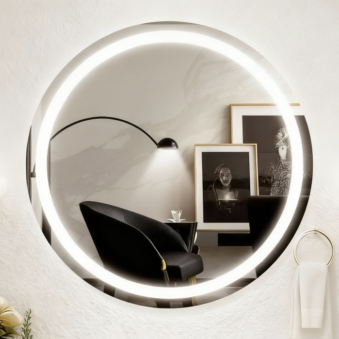 Espelho Redondo Jateado com Led e botão Touch para Maquiagem Penteadeira Banheiro Lavabo em Oferta na Shopee