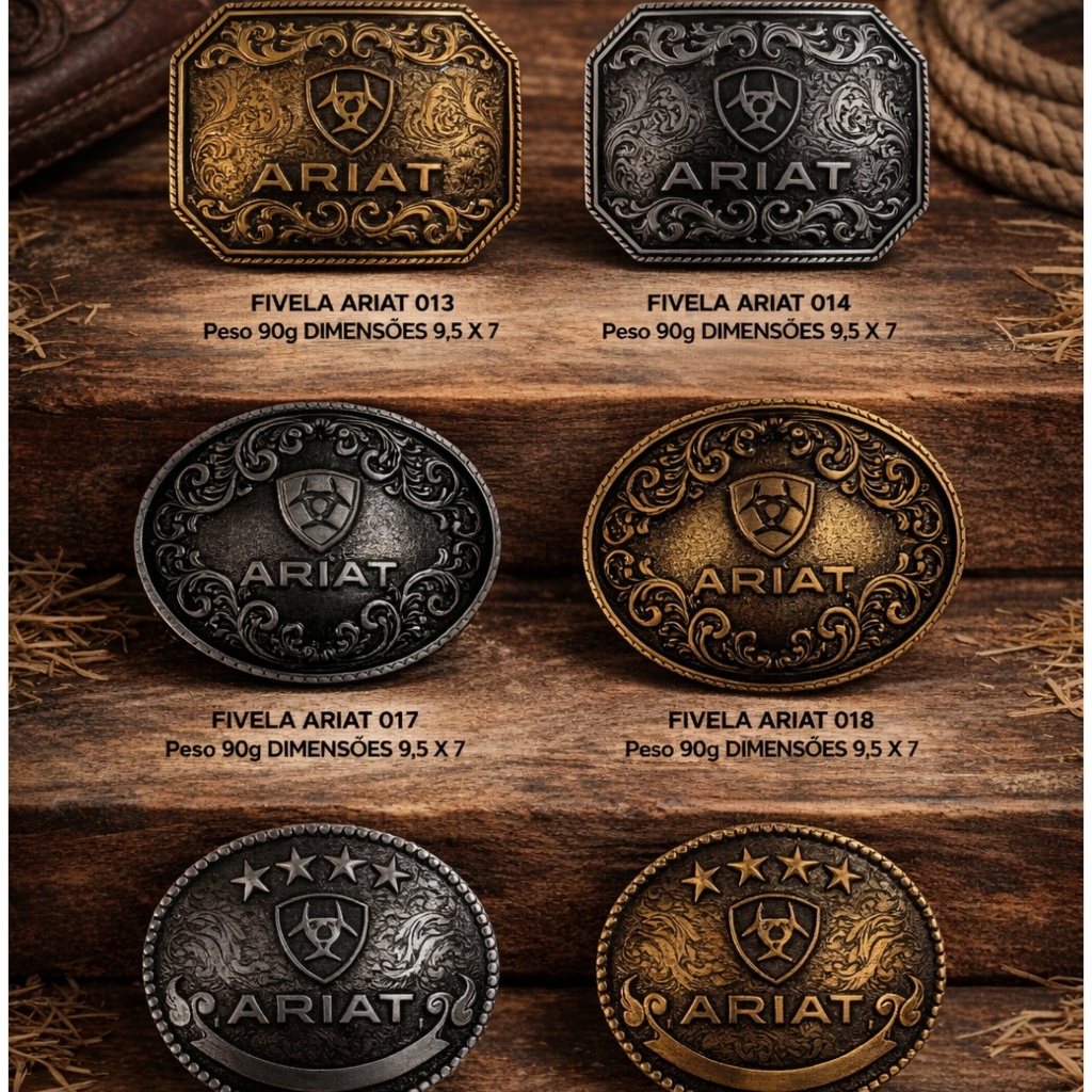 FIVELAS ARIAT PREMIUM COUNTRY MÉDIA GRANDE NÃO ENFERRUJA RODEIOS CAVALGADA NIQUEL DOURADO OURO VELHO BARRETOS BARRETÃO