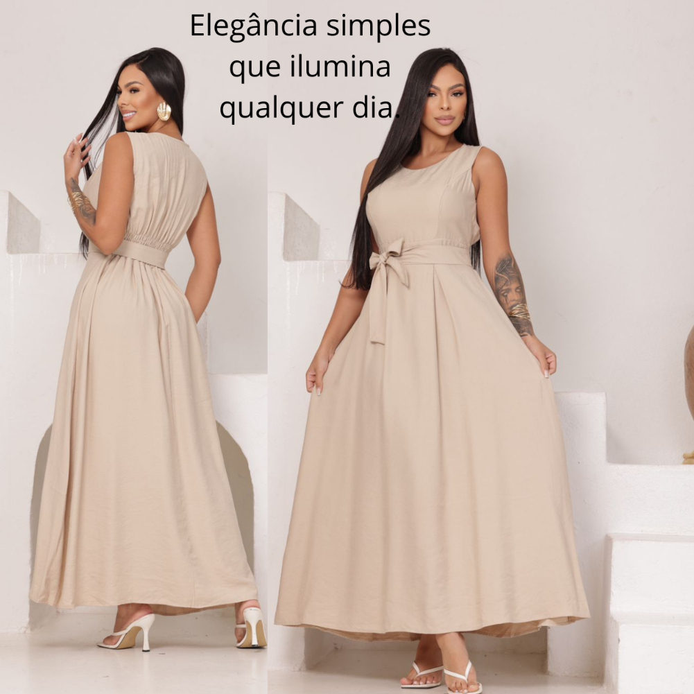 Vestido Feminido Elegante  Casual Estilo Regata Tecido Sensoriale em Oferta na Shopee