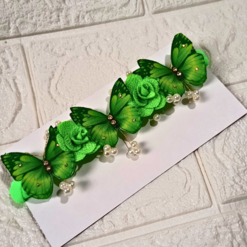 Tiara Super Luxo Jardim Encantado Sininho Verde | Pérolas e Strass | Faixa ou Arco