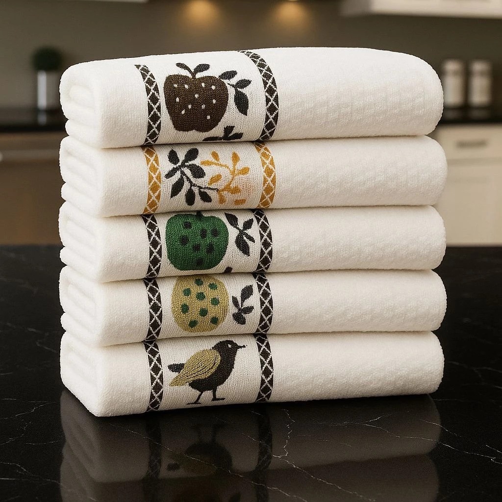 Kit 10 Panos de Prato Copa Premium 40x65 Jacquard Atoalhado Toalha De Cozinha em Oferta na Shopee