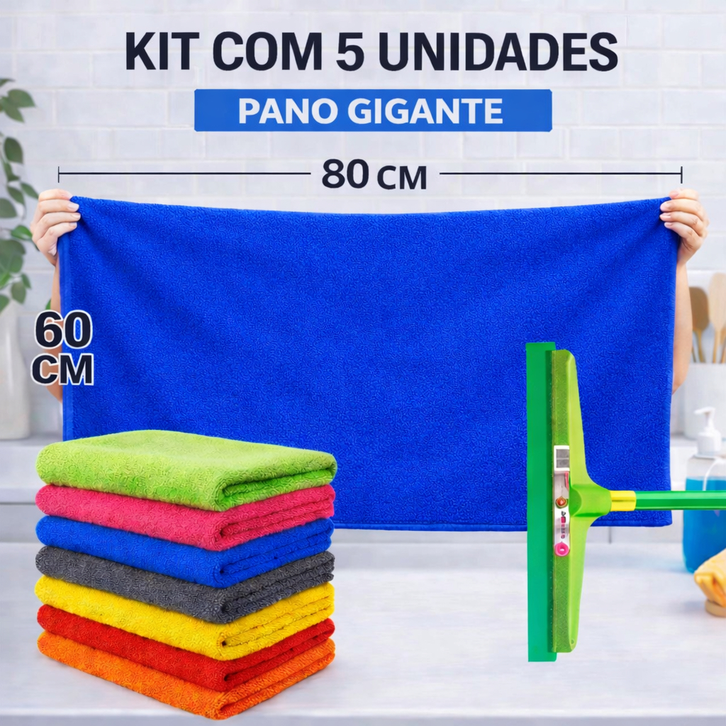 Kit 5 Un Pano de Chão de Microfibra Gigante Multiuso Limpeza Doméstica Automotivo Frete Grátis Top!! em Oferta na Shopee
