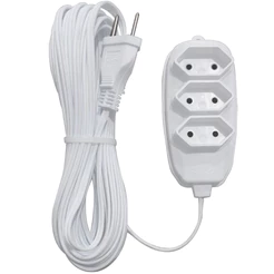 Extensão Eletrica 10 Metros Tres Tomadas Bivolt Branca