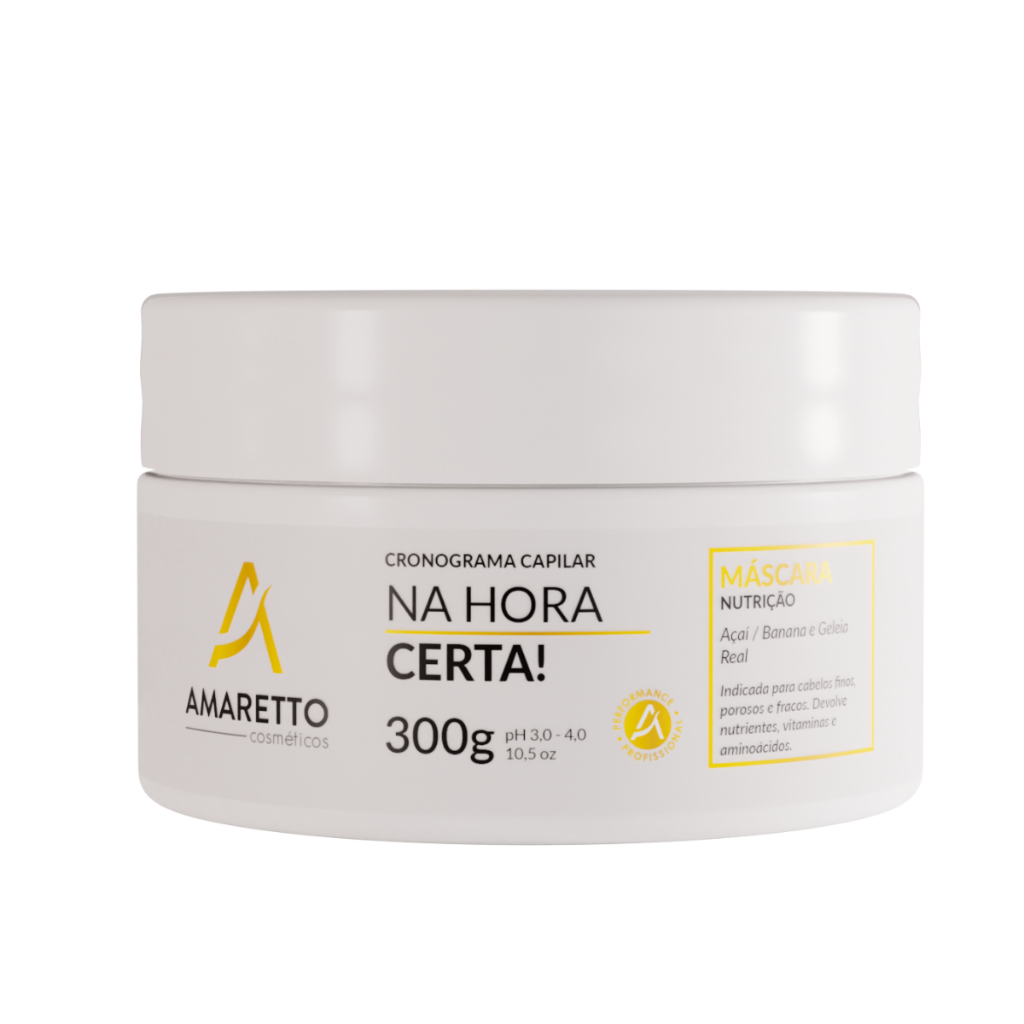 Máscara de Nutrição Na Hora Certa Nutrição Profunda Brilho Radiante 300g Amaretto Cosméticos