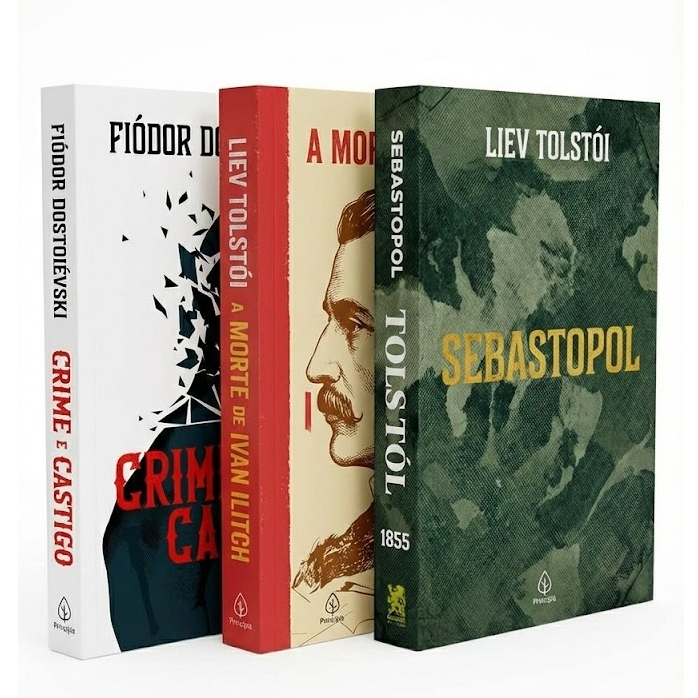 Kit 3 livros Tolstói + Dostoiévski   Crime e Castigo + Sebastopol + A morte de Ivan Ilitch em Oferta na Shopee