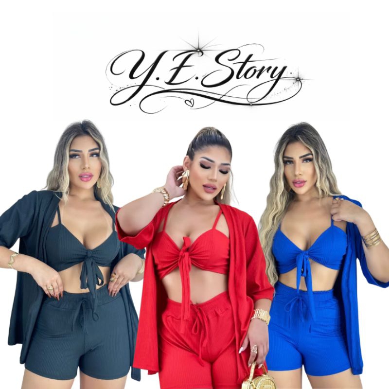 Conjunto kimono feminino 3 Peças