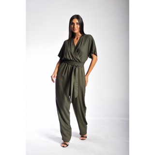 Macacão Manga Curta Transpasse Viscose Twill em Oferta na Shopee