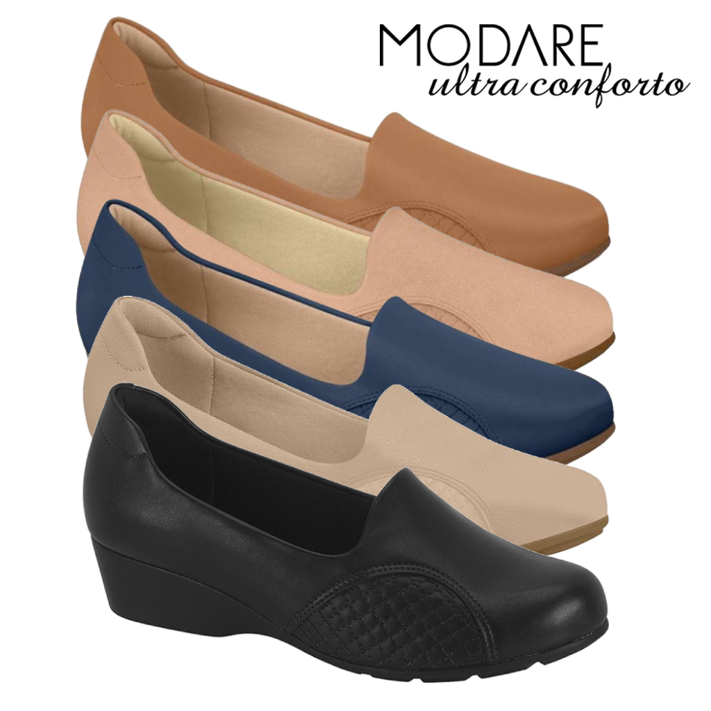 Sapato Feminino Modare Salto Grosso Anabela Joanete Esporao Bico Redondo Confortável Original em Oferta na Shopee
