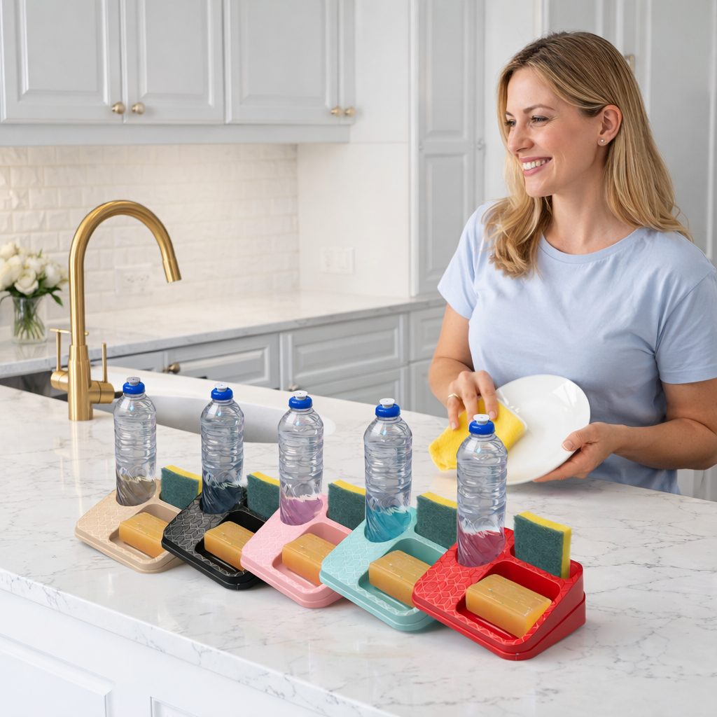 Organizador De Pia Para Cozinha Porta Detergente, Esponja e Porta sabão Barra UZ Utilidades em Oferta na Shopee