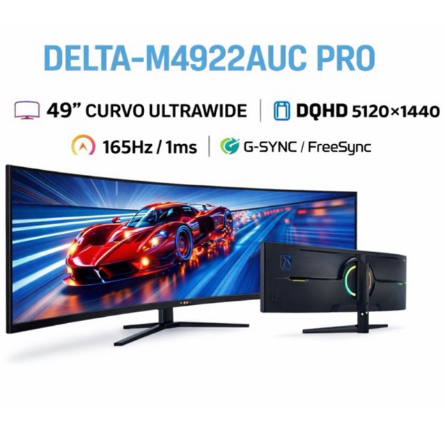 Monitor Gamer DELTA Curvo com Alto-falantes | 23.8” 27” 34” 49” | Vários Modelos em Oferta na Shopee