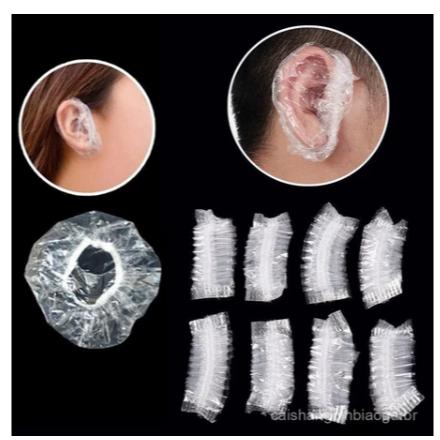 100 Capas Impermeáveis Descartáveis Da Orelha Para A Proteção Do Cabeleireiro E Banho em Oferta na Shopee