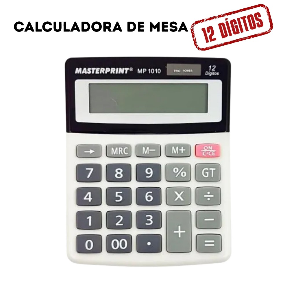 Calculadora de Mesa 12 Dígitos Masterprint MP-1010 | Perfeita para Home Office e Escritório