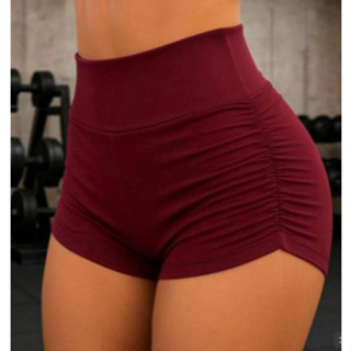 Short fitness franzido lateral moderno e sofisticado no suplex em Oferta na Shopee