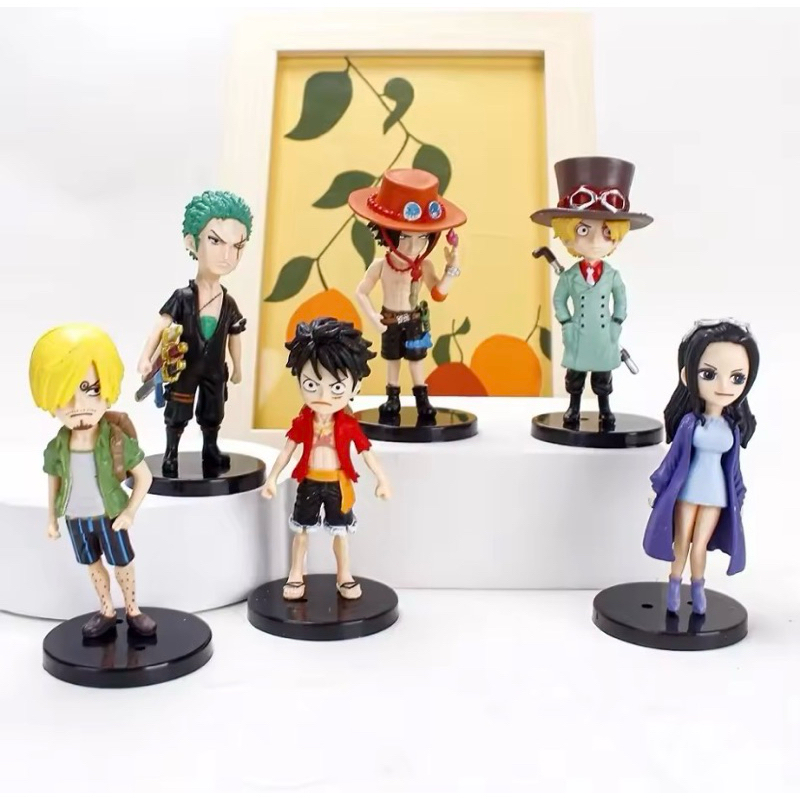 Kit 6 action figures - One Piece - Mugiwaras - Luffy - Zoro - Robin - Sabo - Ace -Sanji