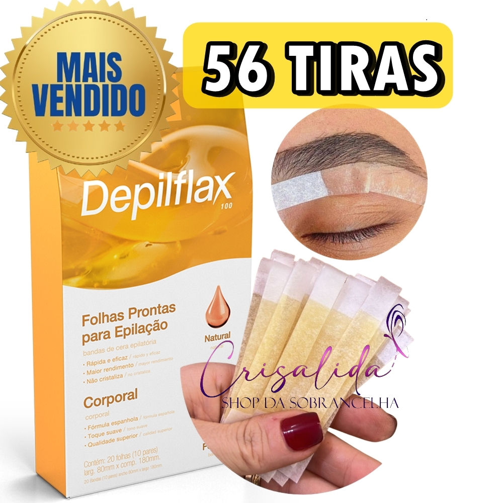 Kit 56 Tiras de Cera para Sobrancelhas e Buço| Depilflax | Depilação Rapida Kit 56 Tiras de Cera para Sobrancelhas e Buço| Depilflax | Depilação Rapida