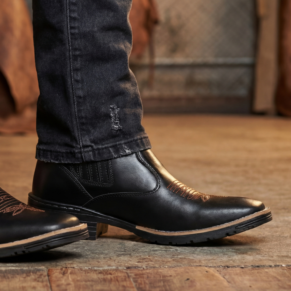 Botina Texana Masculina Bota Chelsea de elástico Tradicional Country