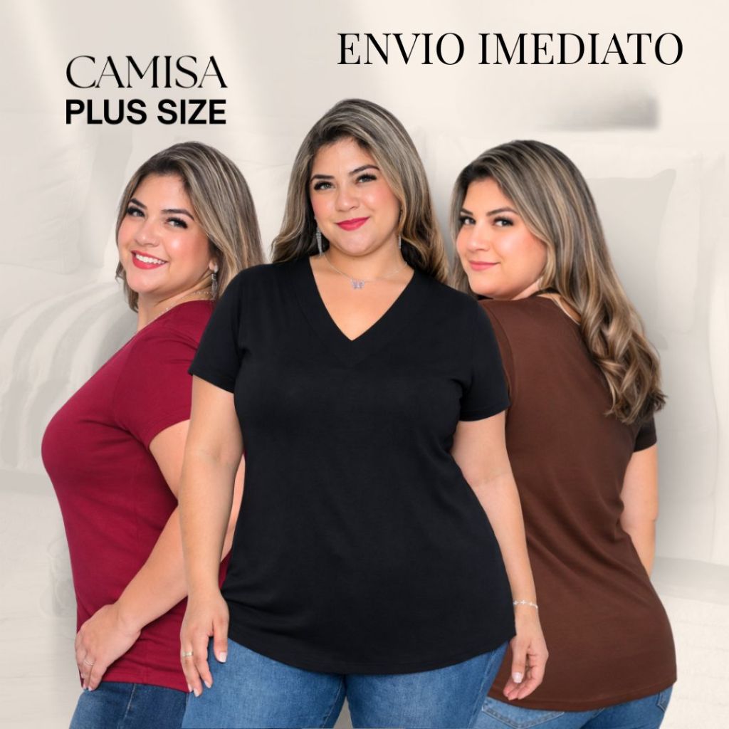 Blusa Feminina GOLA V em Viscolaycra Premium Moda Plus Size Moda Modesta Social Moda Evangélica