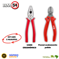 Alicate Universal 8'' + Alicate Corte Diagonal 6'' Kit com 2 Alicates Nove54 Oferta Premium Polido