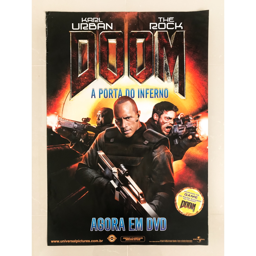 PÔSTER DOOM – A Porta do Inferno - The Rock Karl Urban - Original de Locadora - 94cm x 64cm - Ação Terror