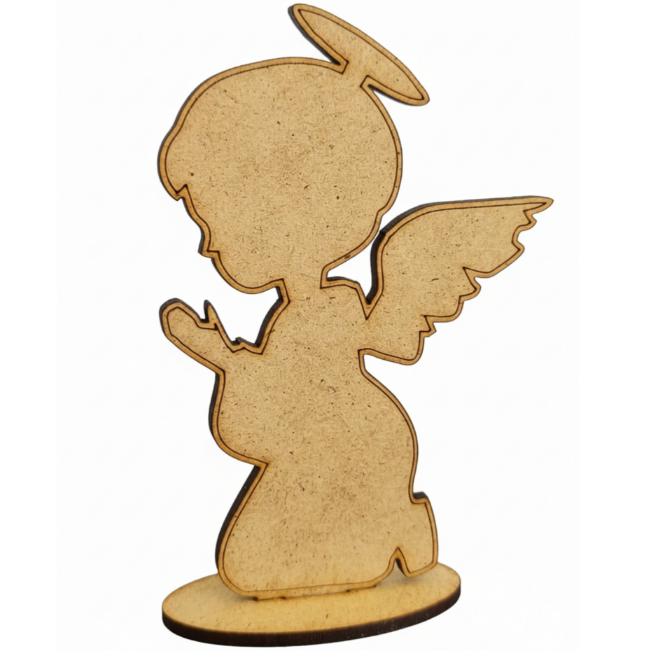 Santo Anjo Lembrancinha Batizado MDF Cru | Presente Católico Delicado Personalizada