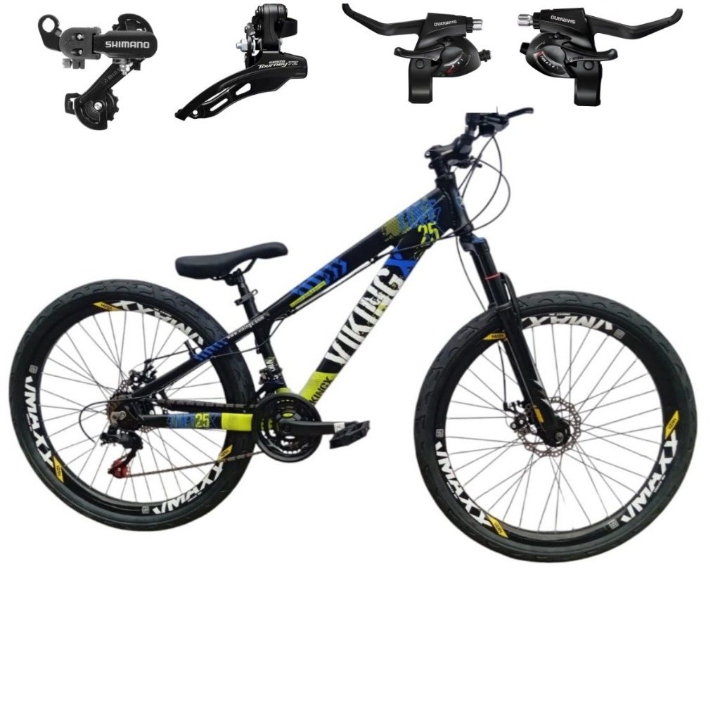 Bicicleta Viking Aro 26 Tuff 25 21V Shimano Freio a Disco Mecânico Suspensão Dianteira Mtb