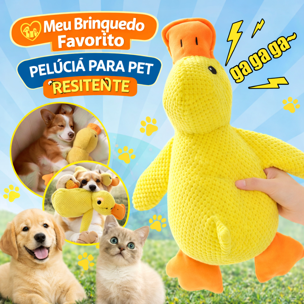 Pato Pelucia Brinquedo Pet Com Som Para Cães Gatos Mordedor Interativo Anti Stress Alta Resistência em Oferta na Shopee