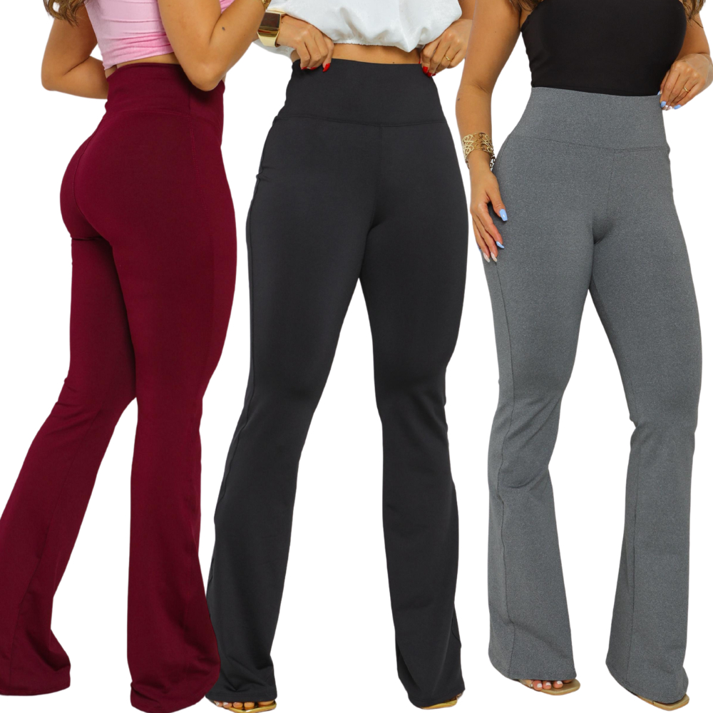 Calça Flare Feminina Legging Suplex Premium Boca de Sino Cintura Alta Modeladora Confortável em Oferta na Shopee