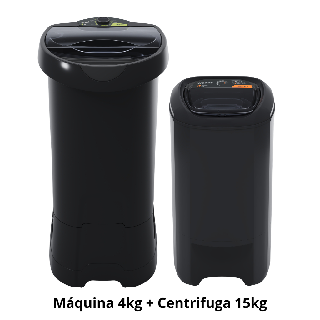 Kit Lavanderia Completo – Tanquinho Semi-Automático 4kg Lis + Centrífuga 15kg Preto