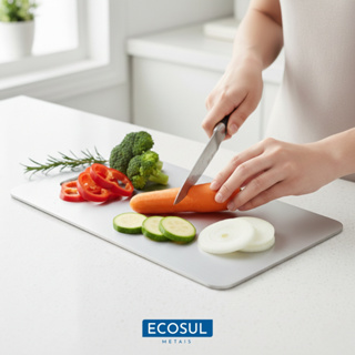 Tábua De Corte Inox 304 Antibacteriana Ecosul Tamanho 40x28 em Oferta na Shopee