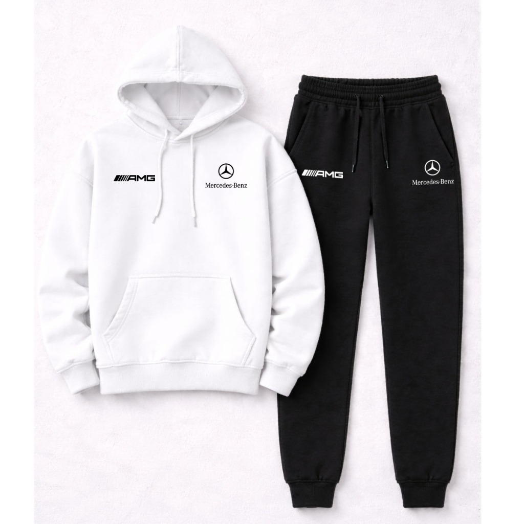 Conjunto Moletom Calça e Blusa Inverno Streetwear Cordão Capote Luxo Esportivo Meca Mercedes