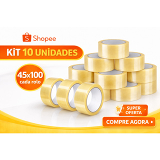 Fita Adesiva Transparente Kit 10/20/30 Durex 45x100 Resistente Embala Caixas Larga em Oferta na Shopee