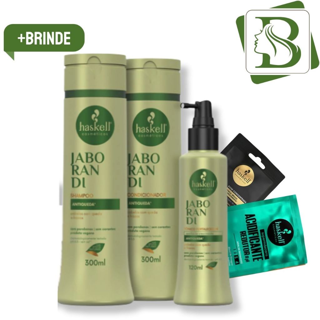 Kit Haskell Jaborandi Shampoo Condicionador e Tonico 300ml