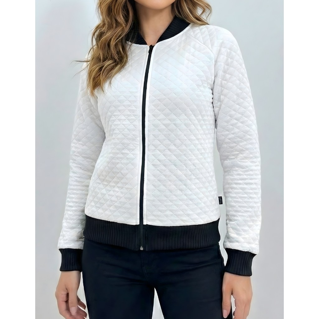 Casaco Feminino Bomber Metalasse Ziper Manga Longa Inverno