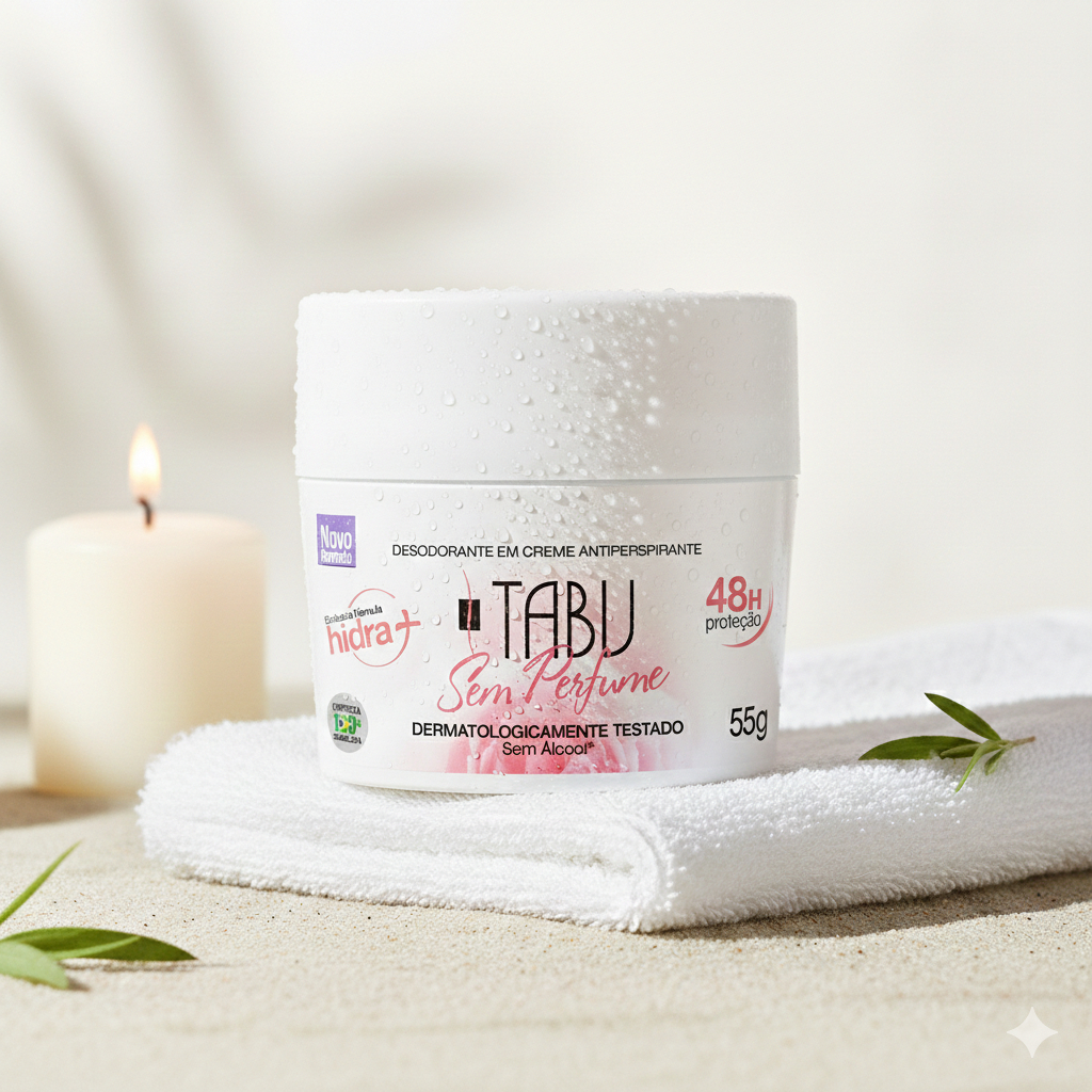 Desodorante Creme Antitranspirante Tabu Sem Perfume 55G em Oferta na Shopee