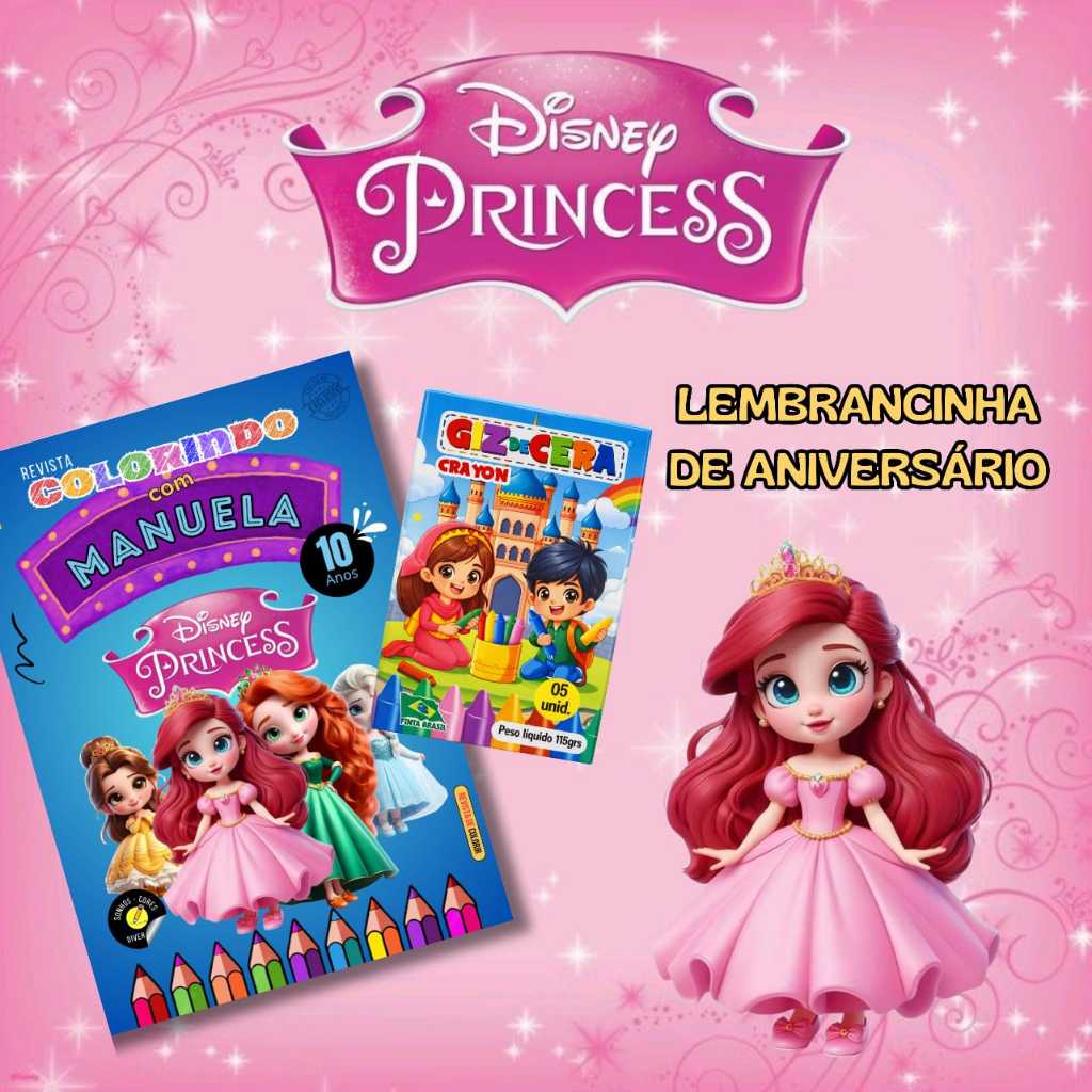 Livro de Colorir Princesas | Lembrancinha de Aniversário Infantil Personalizado
