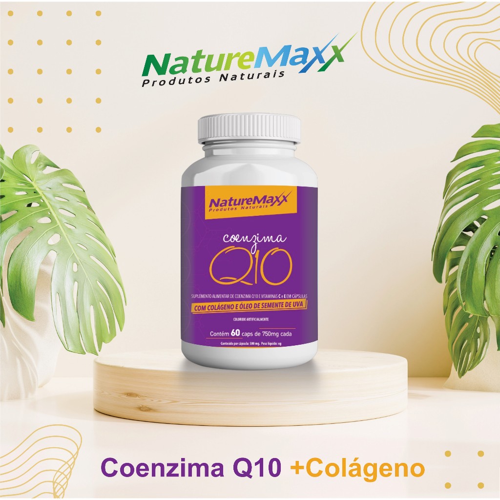Coenzima Q10 Colágeno Uva Vitaminas C e E ÓleoCaps Softgel - 750 MG 60 Cápsulas - Suplemento Alimentar Natural