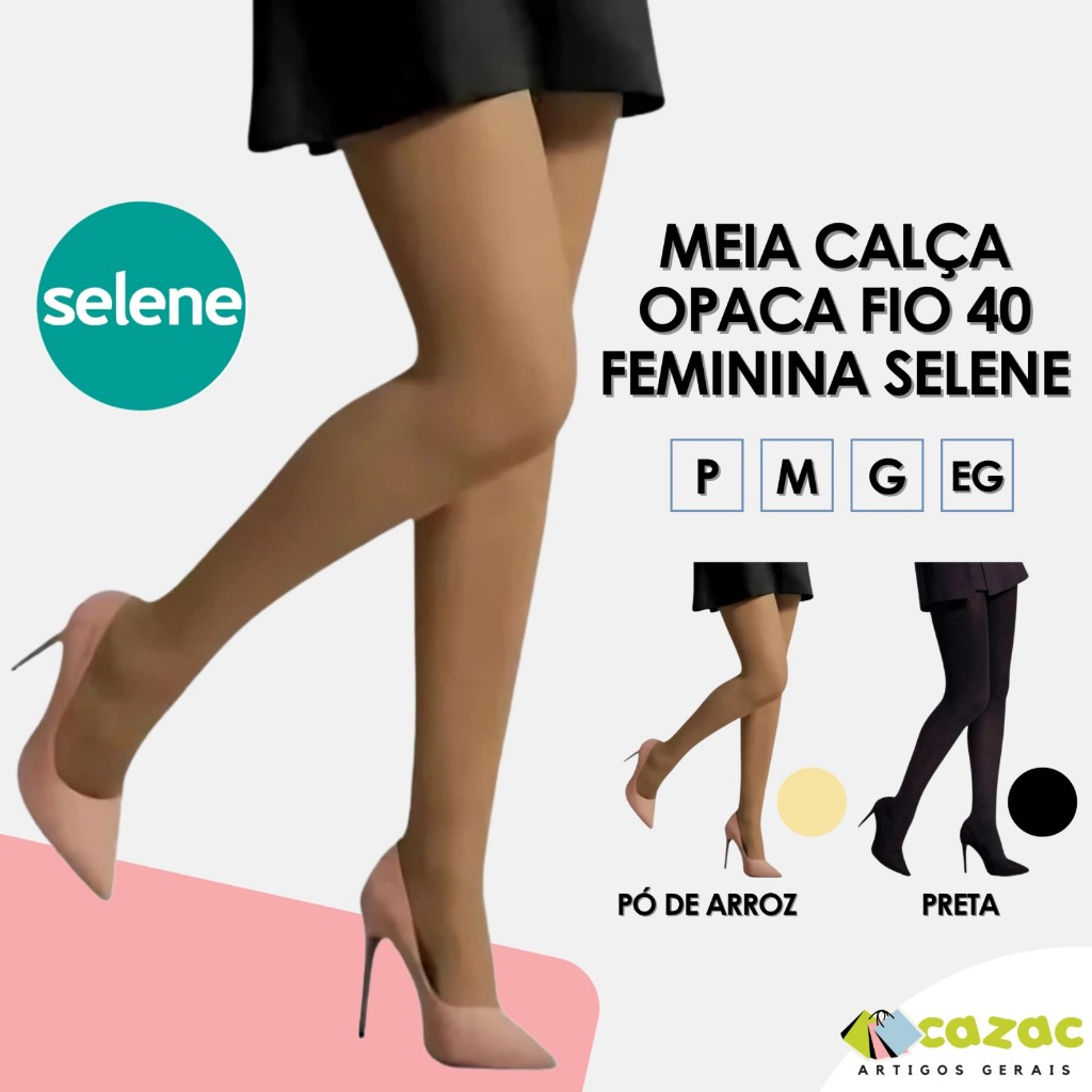 Meia Calça Fio 40 Opaca Selene Feminina Adulta Original Preto Pó de Arroz Marrom em Oferta na Shopee