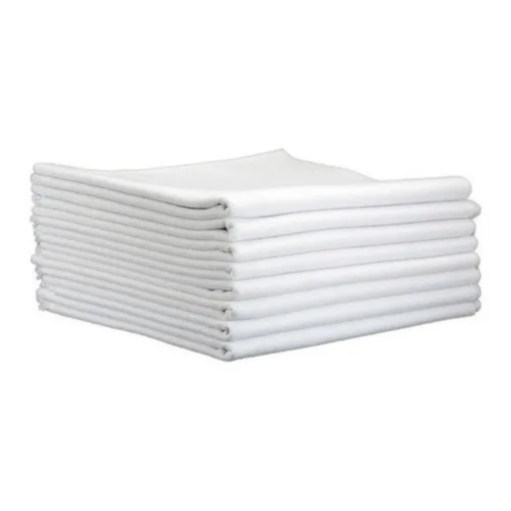 Kit 10 Panos de Prato Branco Liso 100% Algodão 66x41cm Pé de Galinha