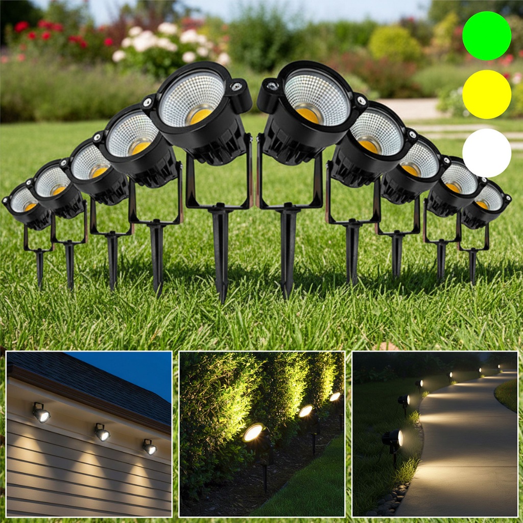 Kit 10 Luminária Espeto Led 15w Jardim Prova D'Água Ip65 Cores Verde Quente E Frio Iluminação em Oferta na Shopee
