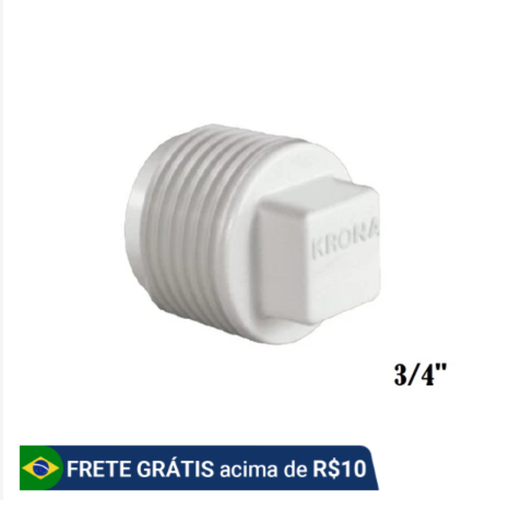 Tampão Plug Rosca 3/4″ PVC Branco Krona