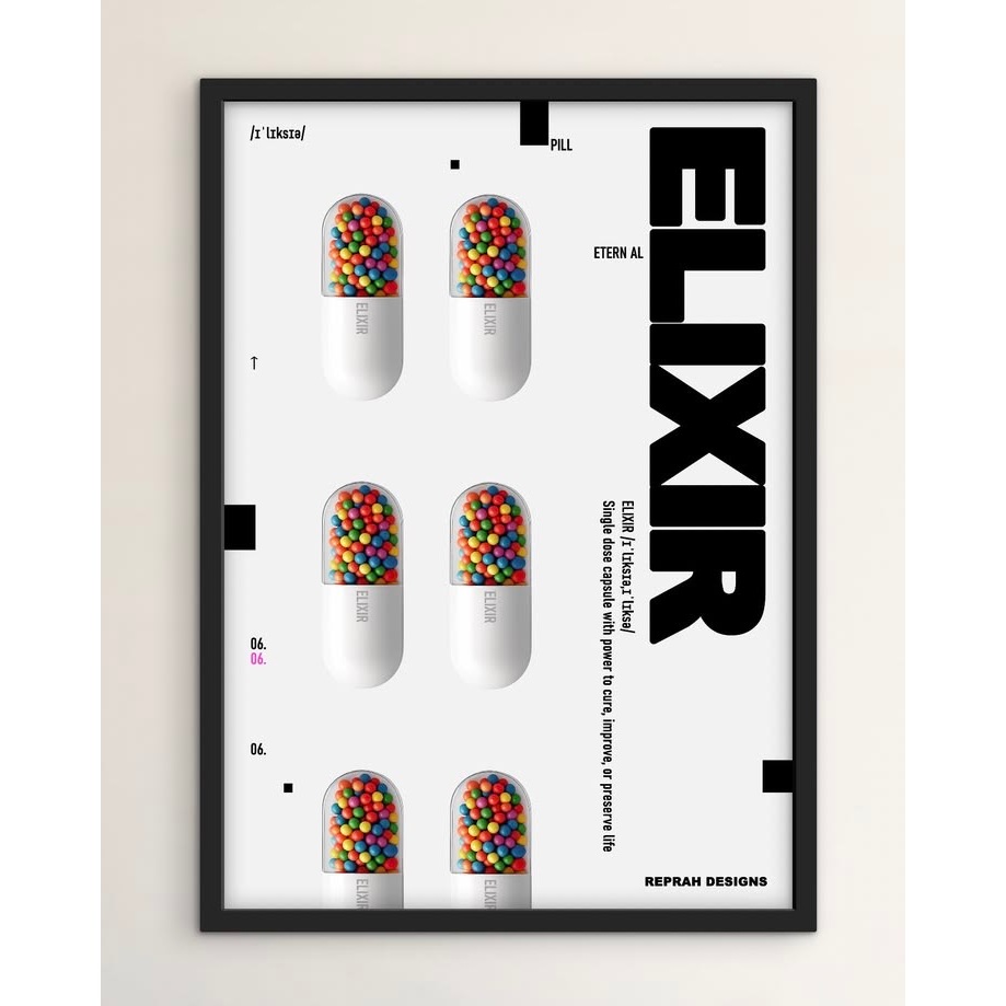 Quadros Decorativos Pop Art Cápsulas Coloridas Elixir Moderno Escritório Sala (1 peça)